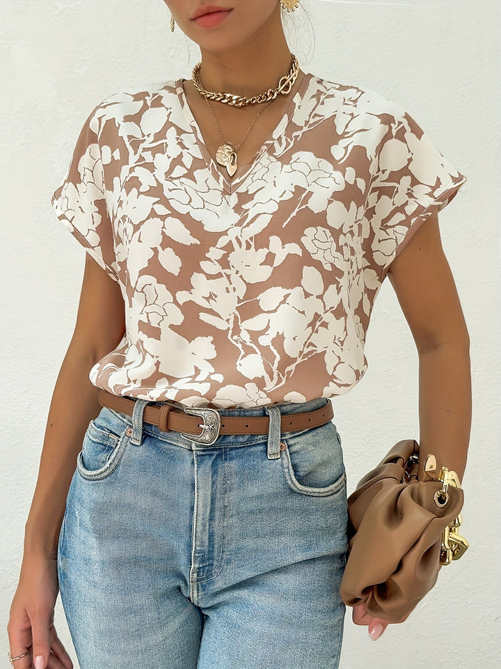 Stilla | Bluse med V-hals til damer med floral mønster