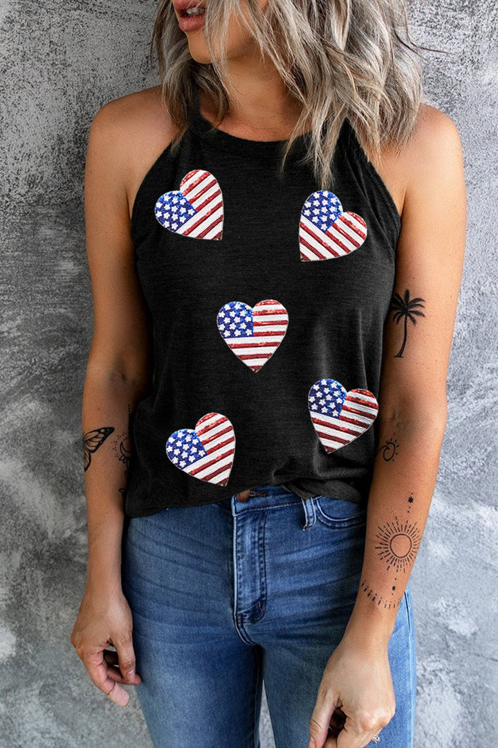Stilla | US Flag Rund Hals Græsk Hals Tank