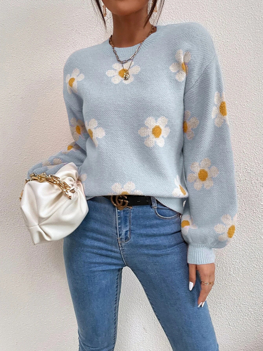 Stilla | Rund Hals Lantern Ærme Sweater
