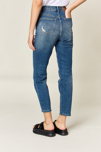 Stilla | Blå Full Size Mavekontrol Høj Talje Slank Jeans