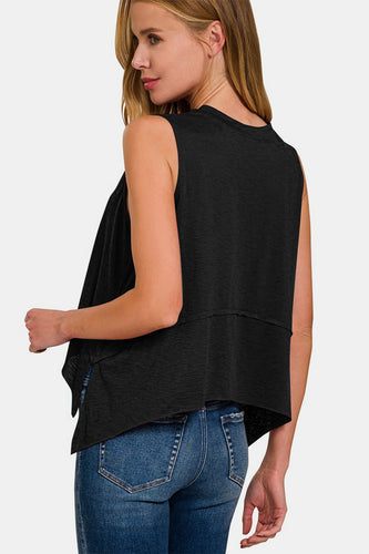 Stilla | Exposed Seam Slit Rund Hals Tank