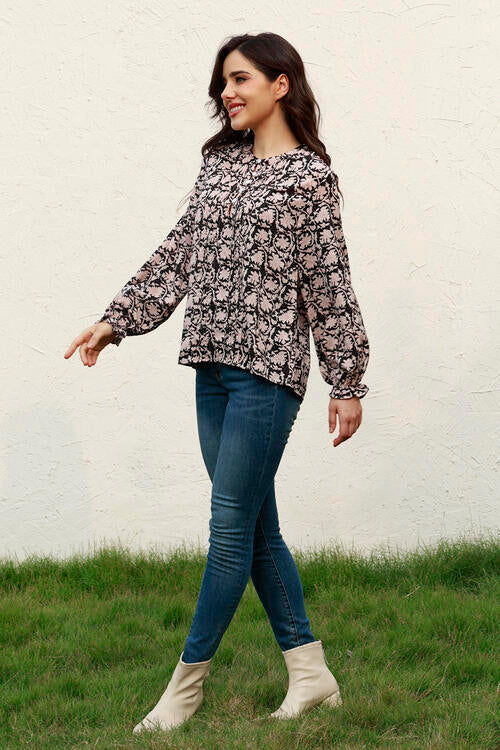 Stilla | Flounce Sleeve Rund Hals Bluse
