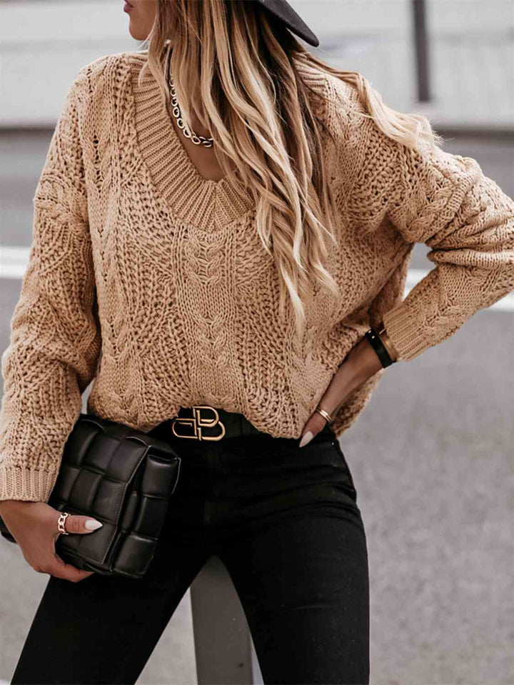 Stilla | Hals Cable-strikket Langærmet Sweater