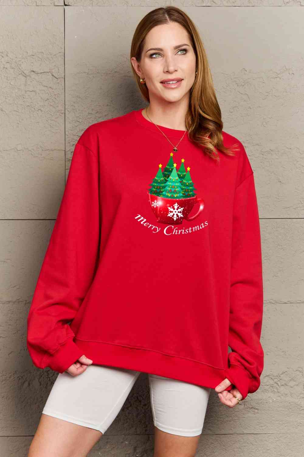 Stilla | Love Full Size Glædelig Jul Grafisk Sweatshirt