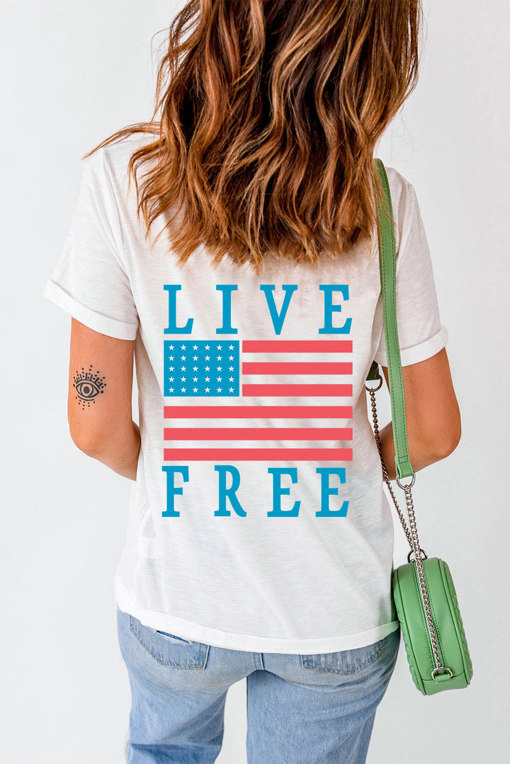 Stilla | Flag Rund Hals Kortærmet T-Shirt