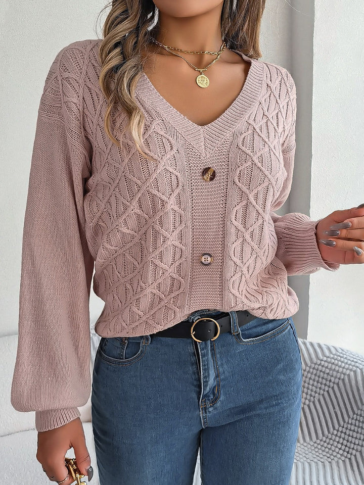 Stilla | Strikket V-hals lanterneærme sweater