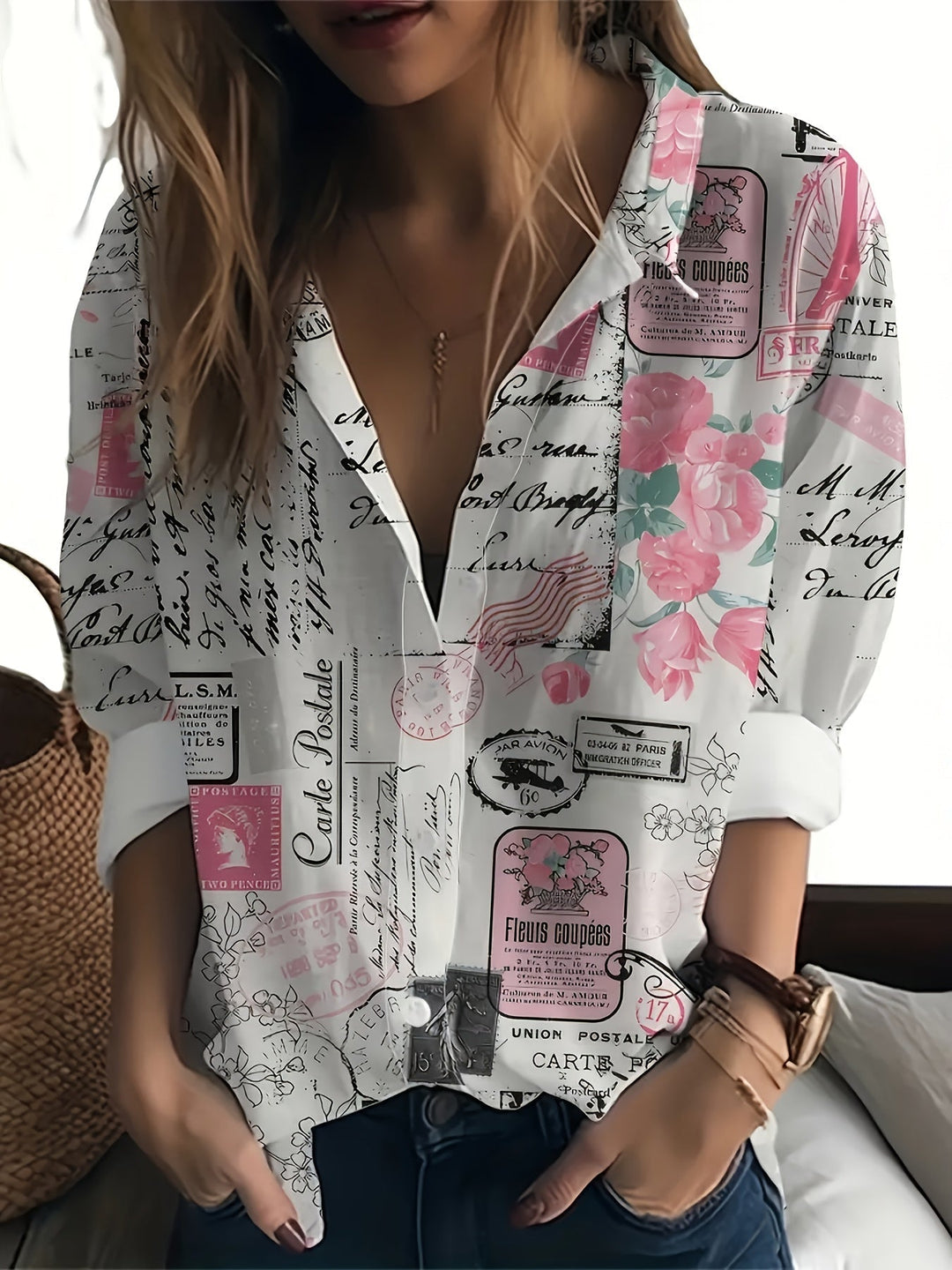 Stilla | Damebluse Med Lange Ærmer Med Print