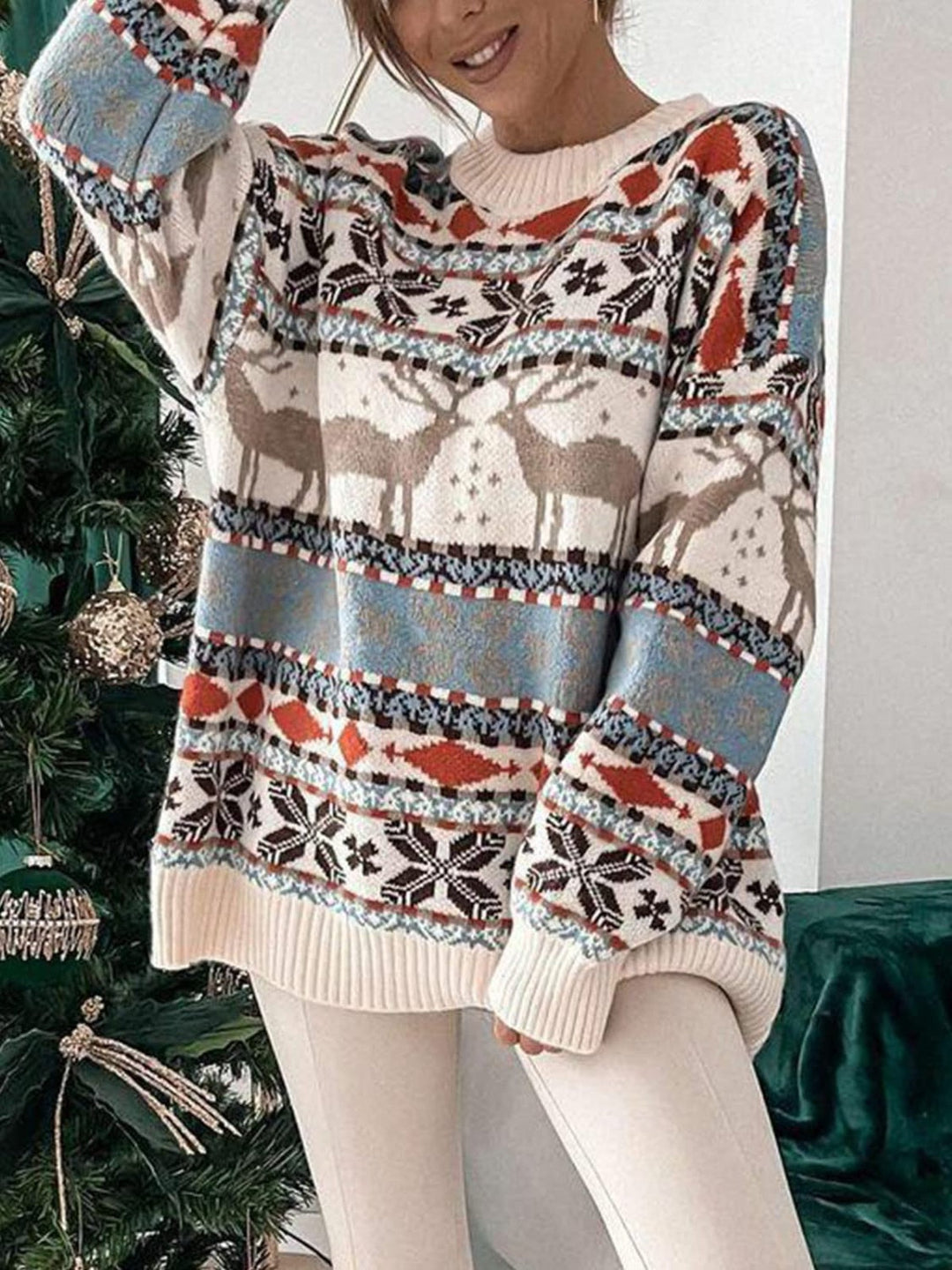 Stilla | Pullover med Rund Geometrisk Halslinje og Faldende Skuldre