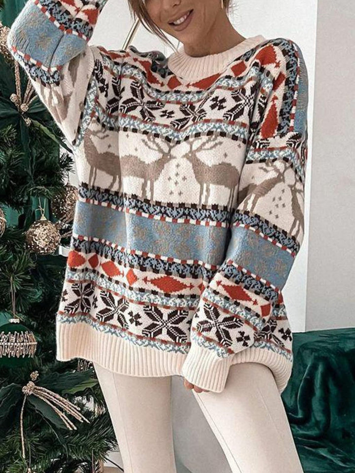 Stilla | Pullover med Rund Geometrisk Halslinje og Faldende Skuldre