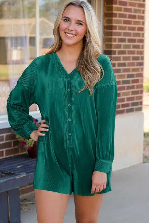 Stilla | V-hals Halv Knappet Romper