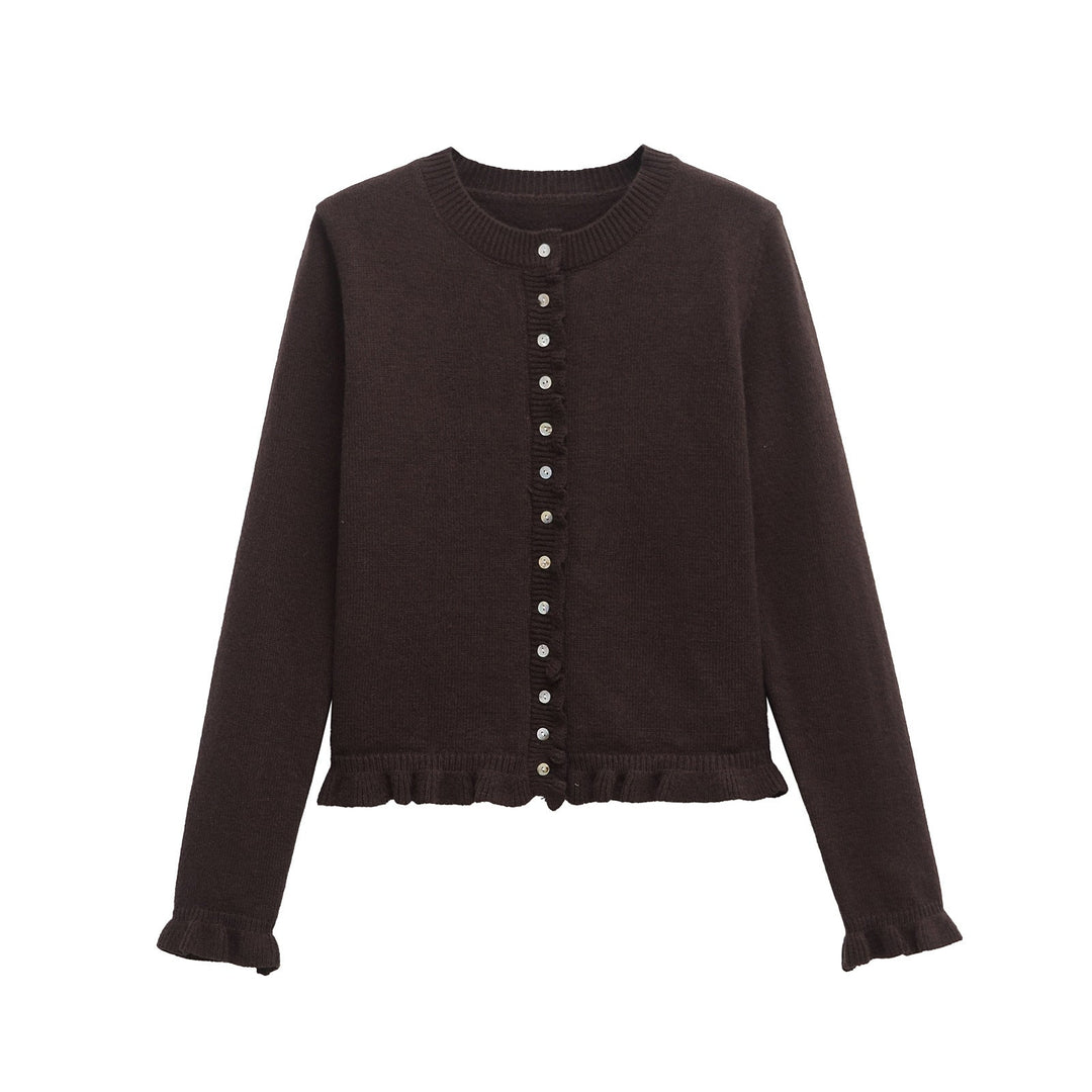 Stilla | Rynket Kvinders Cardigan med Knapper, Chic Laget Top