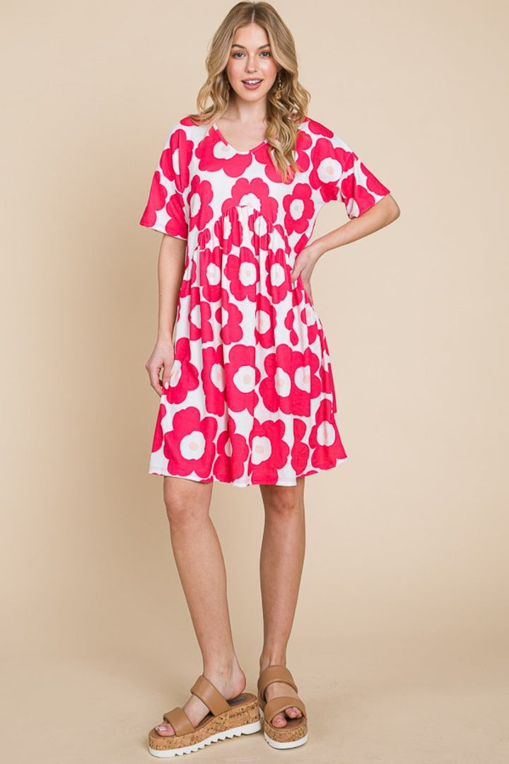 Stilla | Blomstret Print Rynket Kjole