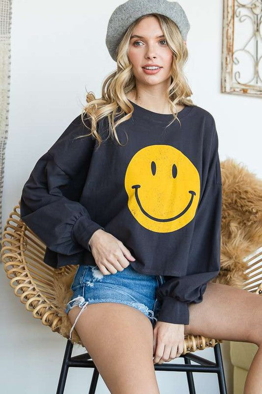 Stilla | Ansigt Langærmet Crop Top