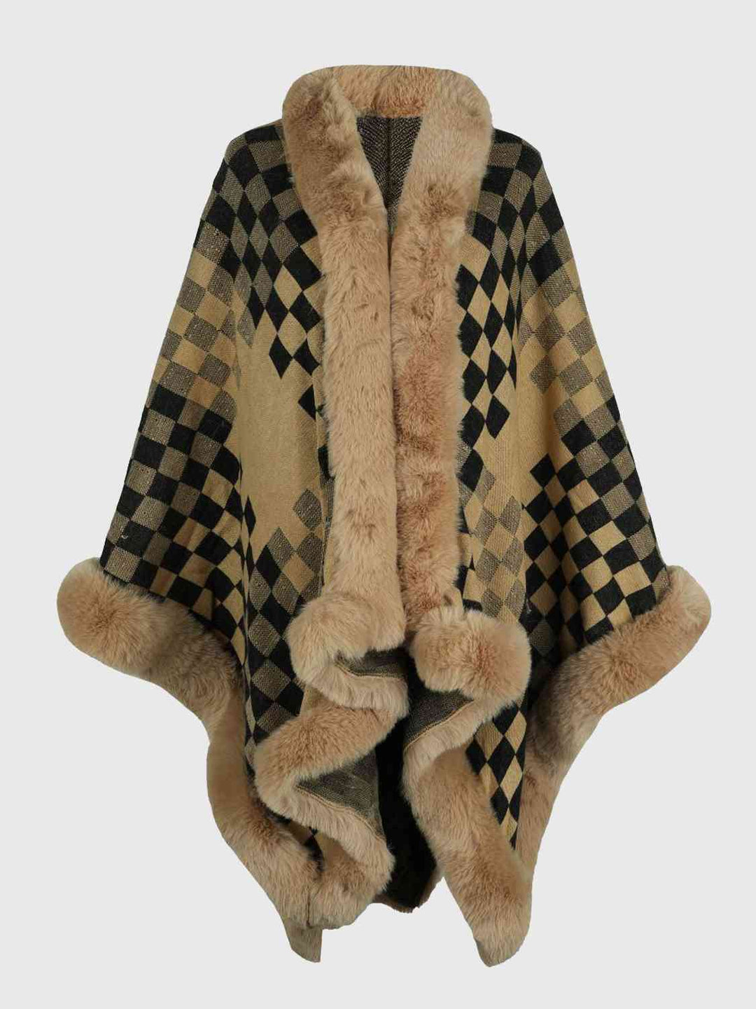 Stilla | Faux Fur Trim Poncho