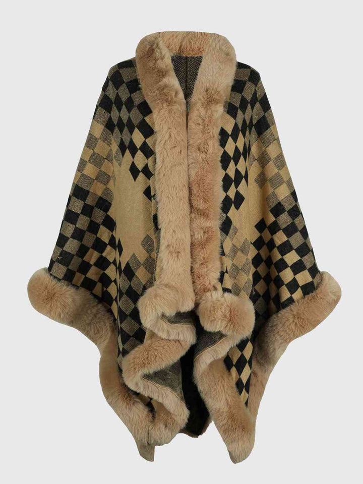 Stilla | Faux Fur Trim Poncho