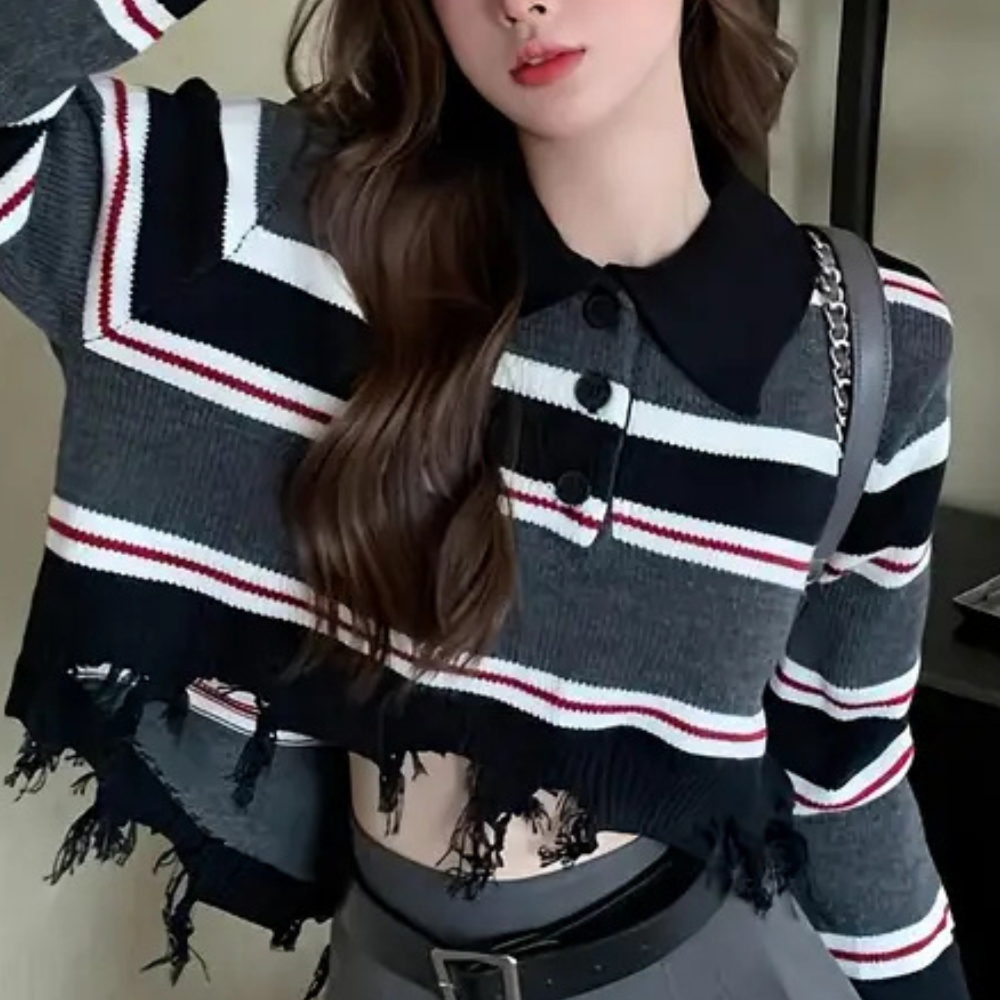 Stilla | Løs Stribet Sweater til Kvinder