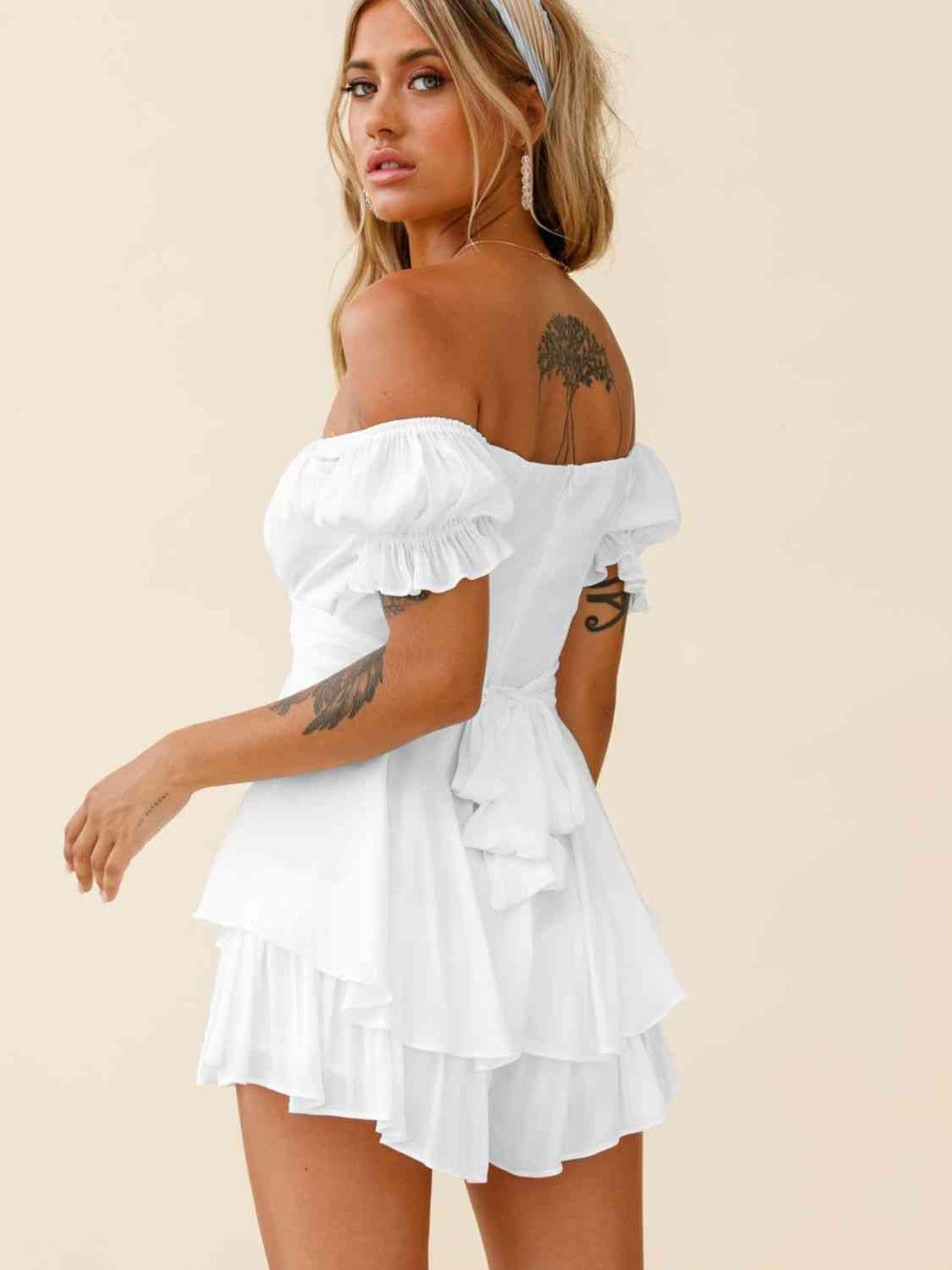 Stilla | Skulder Flounce Ærme Romper