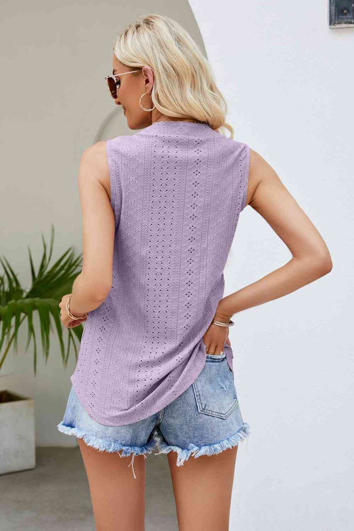 Stilla | Hals Kurvet Kant Eyelet Tank