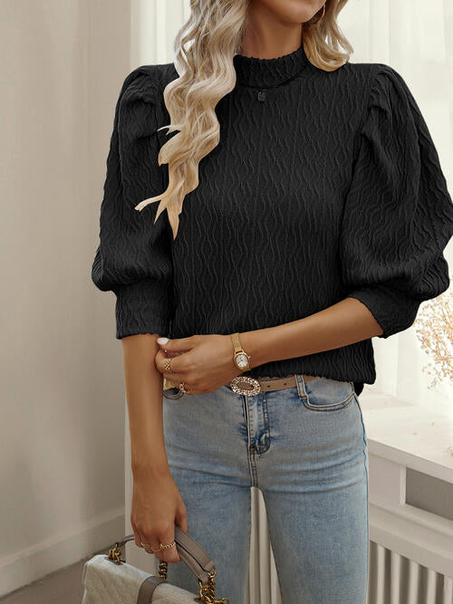 Stilla | Ruffle Ærme Mock Neck Bluse