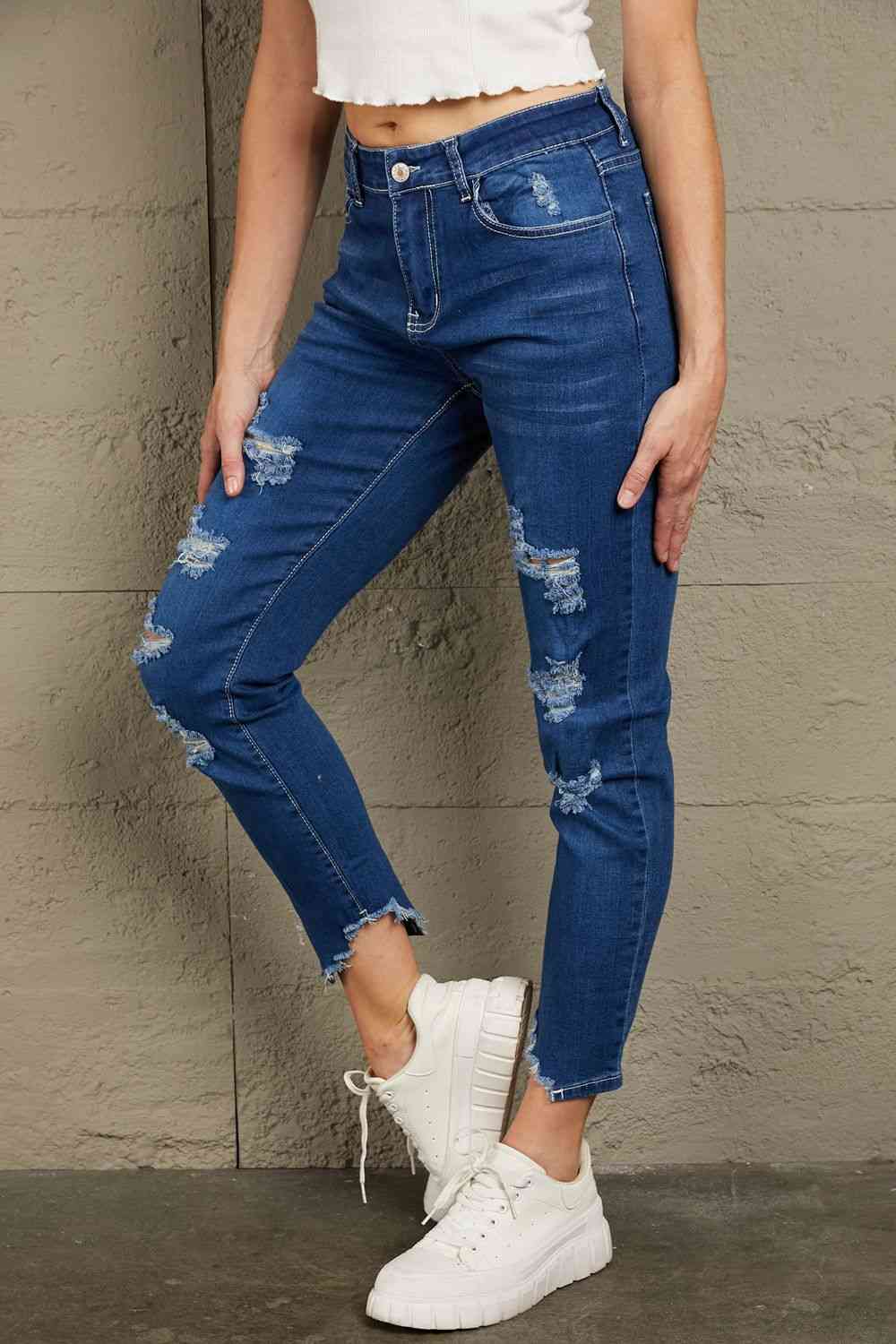 Stilla | Høj Talje Distressed Hem Detail Jeans