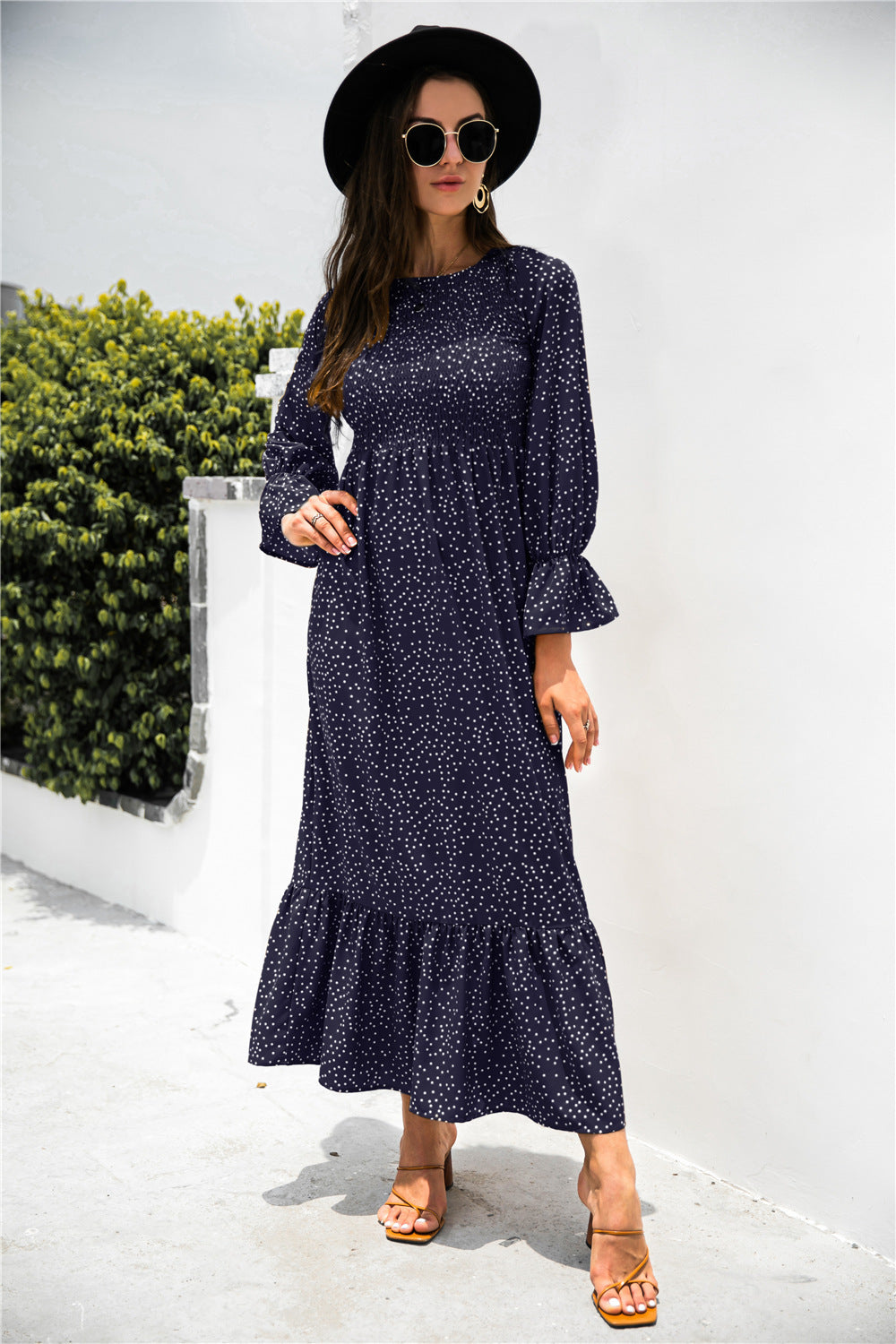 Stilla | Puff Ærme Ruffle Maxi Kjole