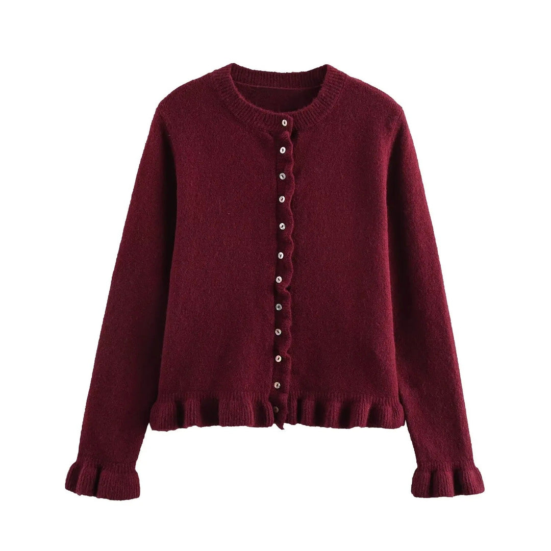 Stilla | Rynket Kvinders Cardigan med Knapper, Chic Laget Top