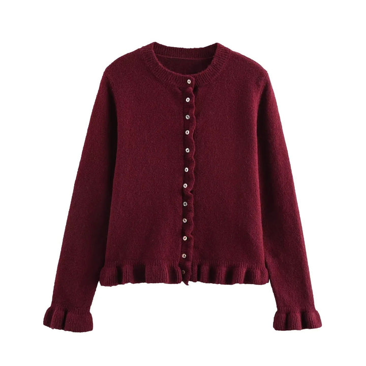 Stilla | Rynket Kvinders Cardigan med Knapper, Chic Laget Top