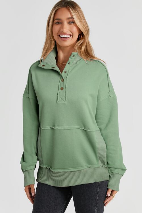 Stilla | Snap Drop Shoulder Langærmet Sweatshirt