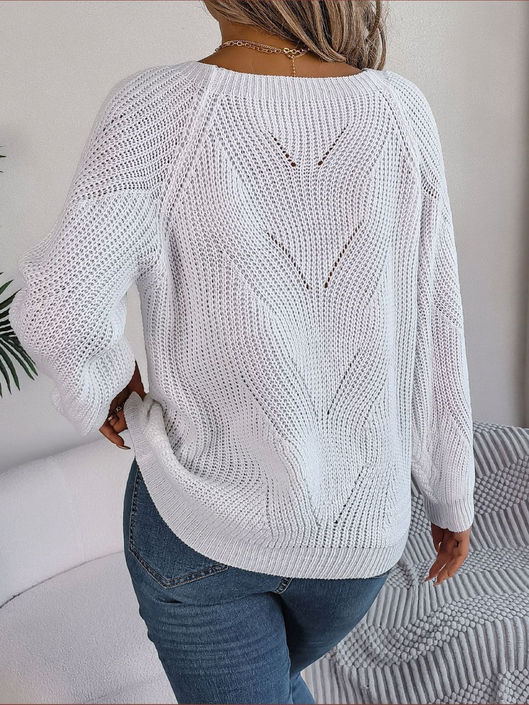 Stilla | Knapperet Firkantet Hals Sweater