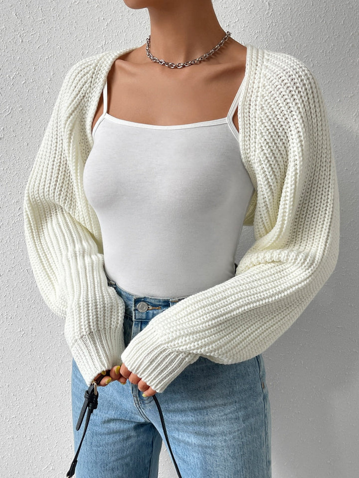 Stilla | Åben Front Langærmet Cropped Cardigan