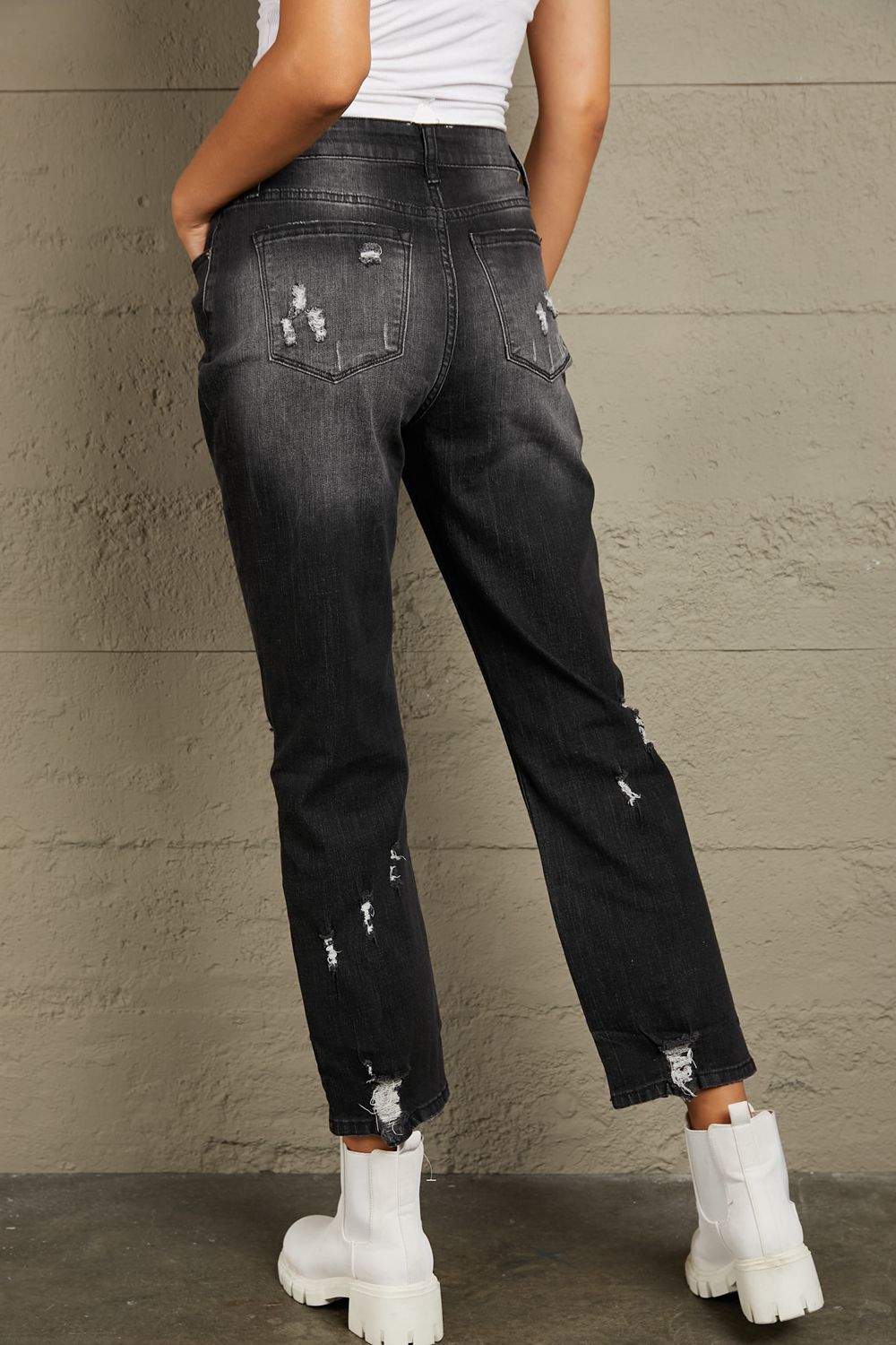 Stilla | Distressed Hem Detalje Beskårede Jeans