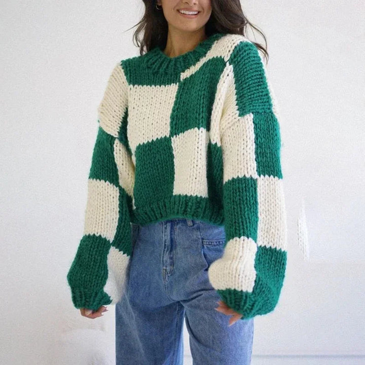 Stilla | Cozy Plaid Kort Sweater