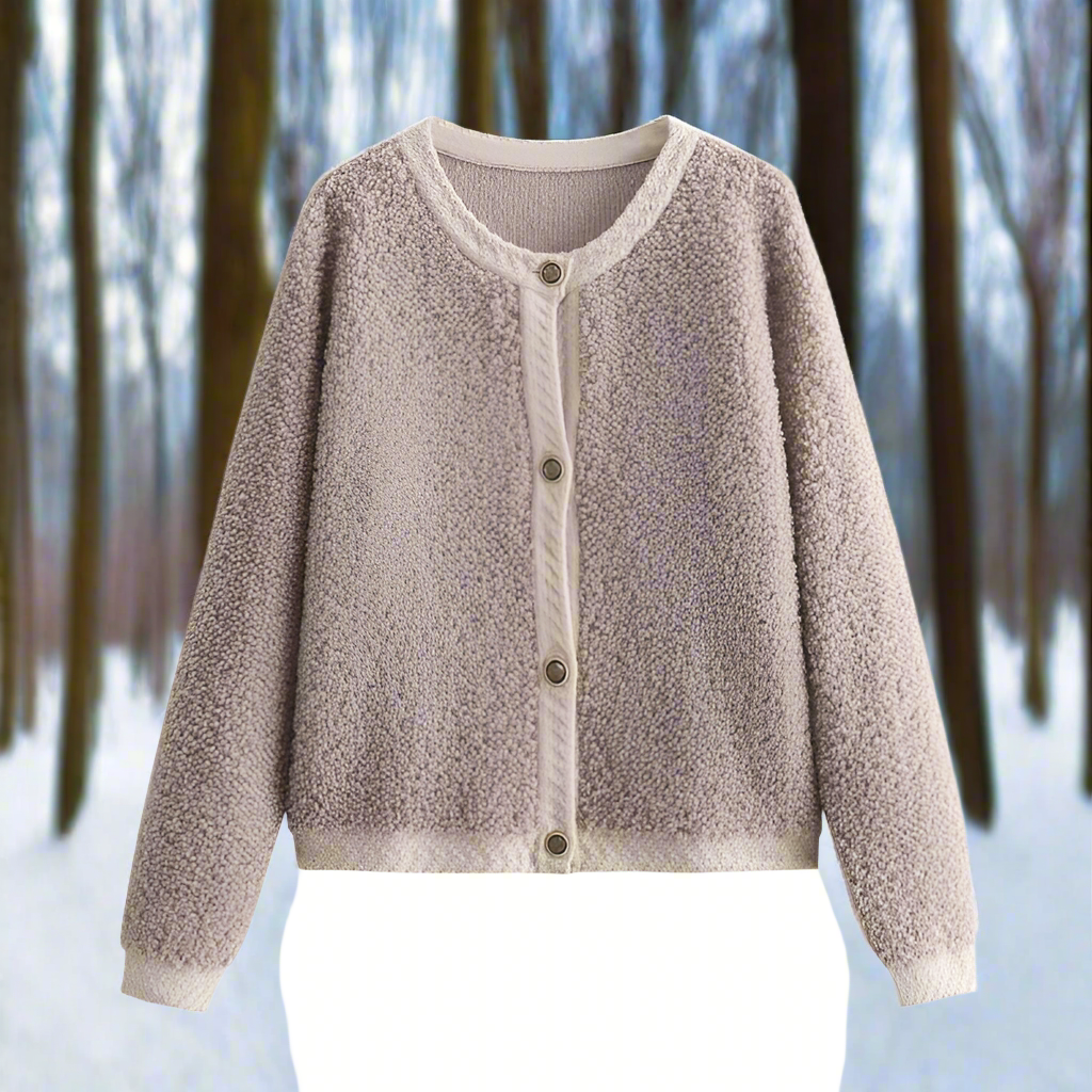 Stilla | Cardigan-jakke Blød teddy-struktur Åben front Casual snit