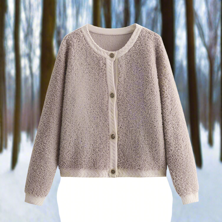 Stilla | Cardigan-jakke Blød teddy-struktur Åben front Casual snit