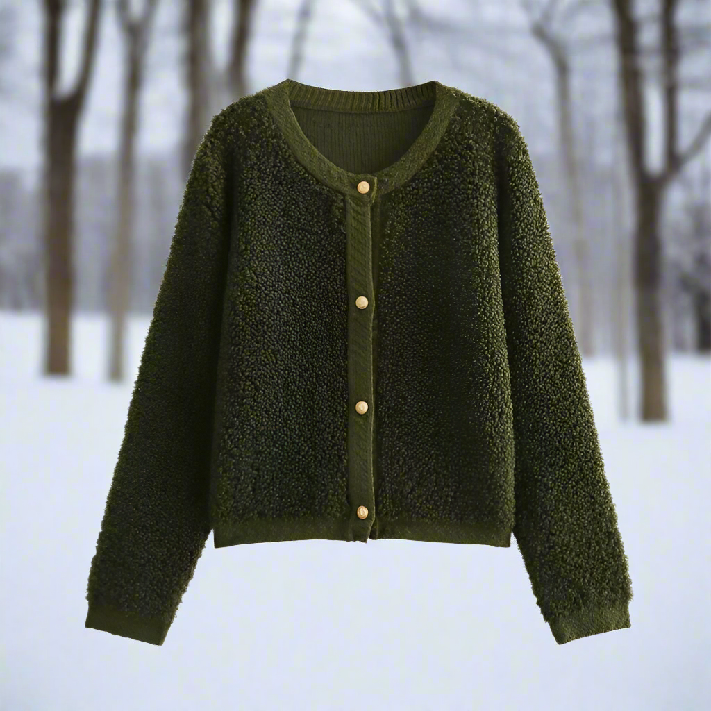 Stilla | Cardigan-jakke Blød teddy-struktur Åben front Casual snit