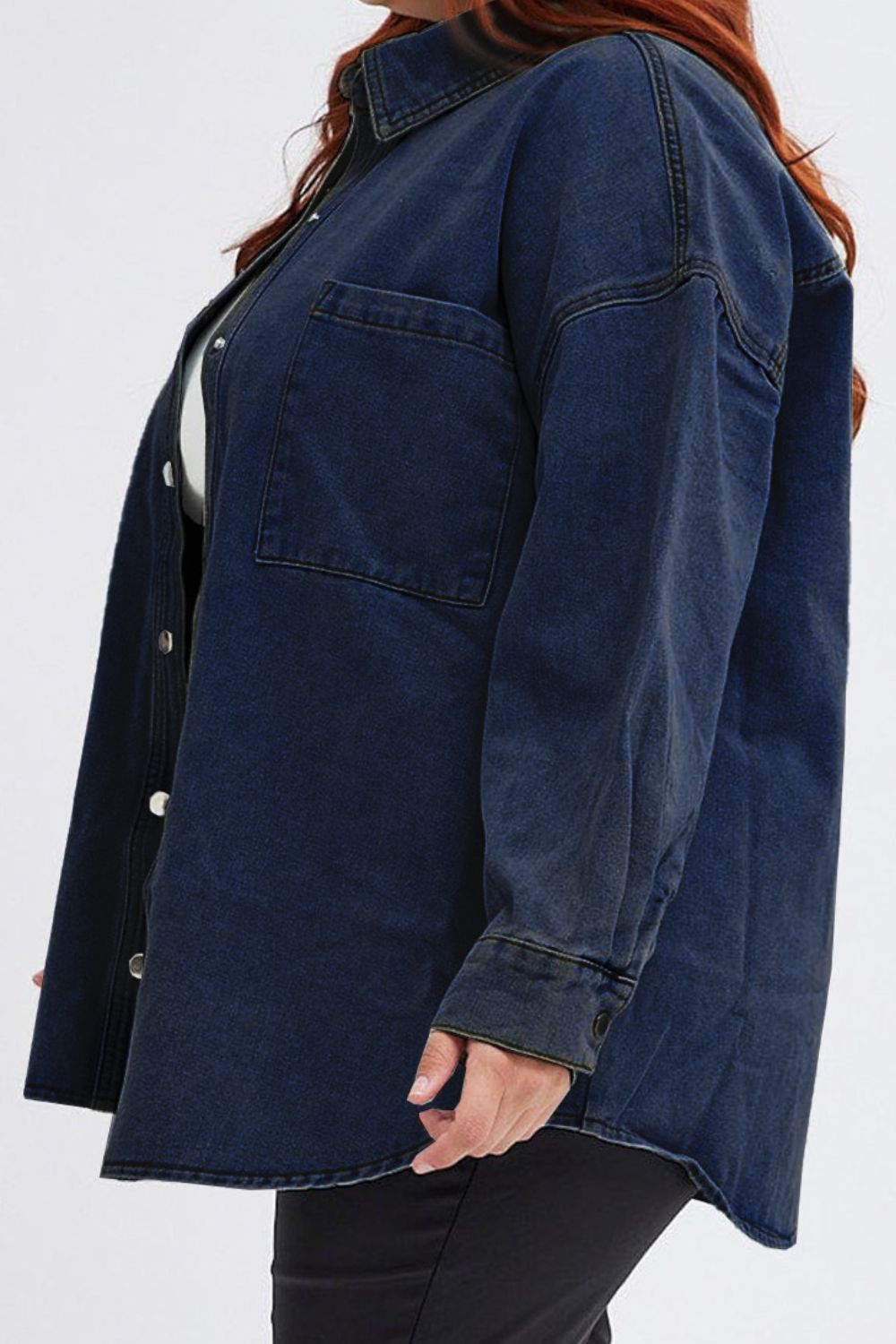 Stilla | Størrelse Snap Down Lomme Denim Jakke
