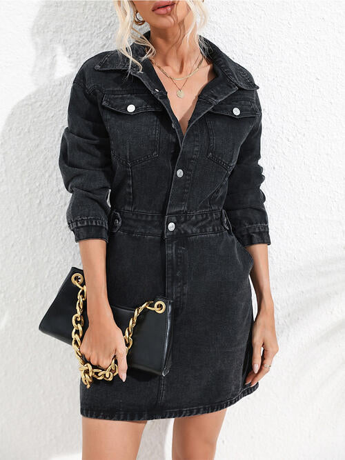 Stilla | Kravehals Denim Mini Kjole