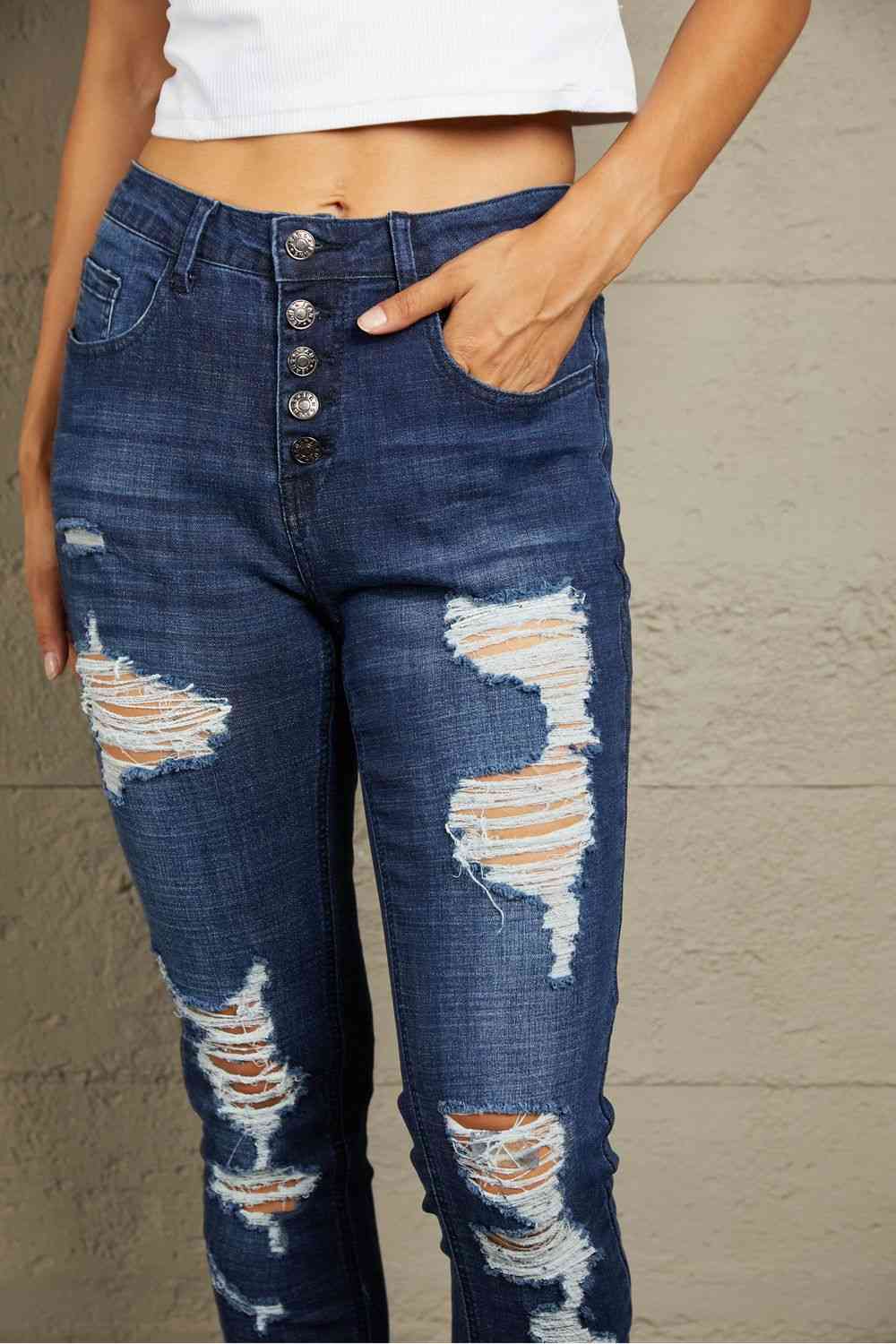 Stilla | Slidte Knaplukning Rawe Kant Jeans