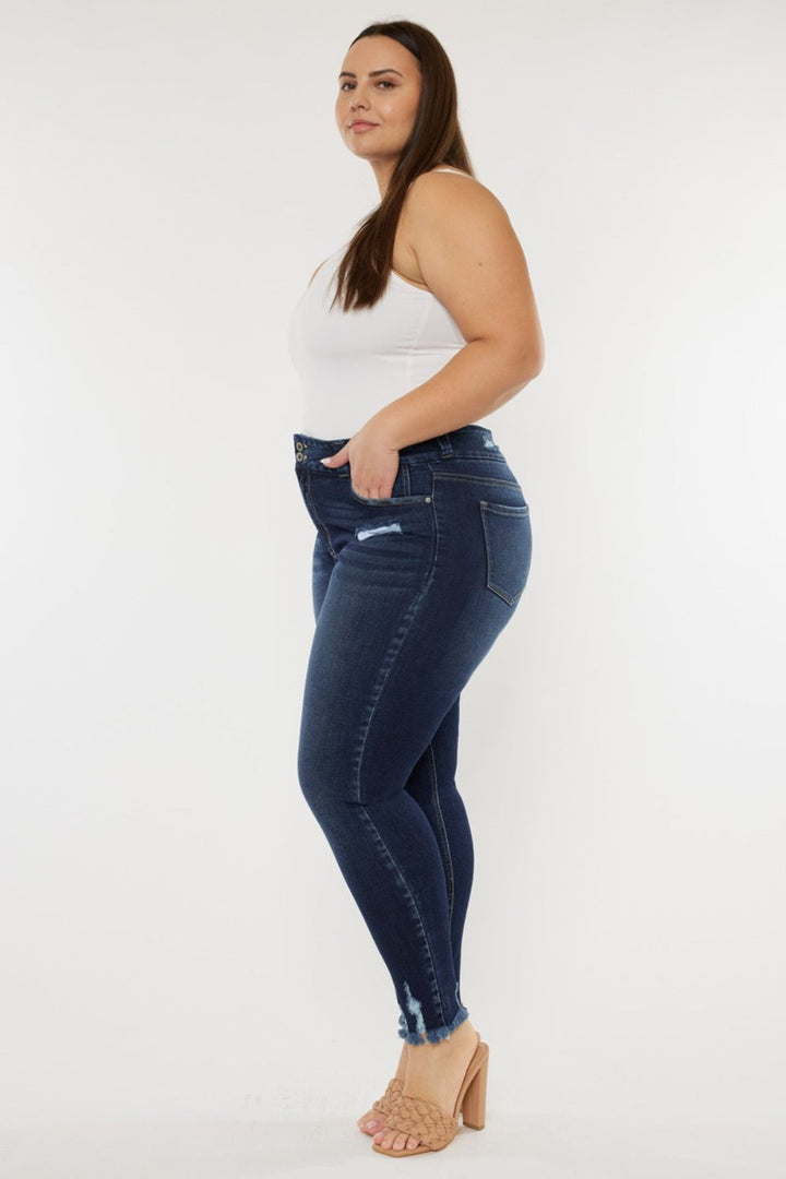 Stilla | Full Size Cat's Whiskers Raw Hem Høj Talje Jeans