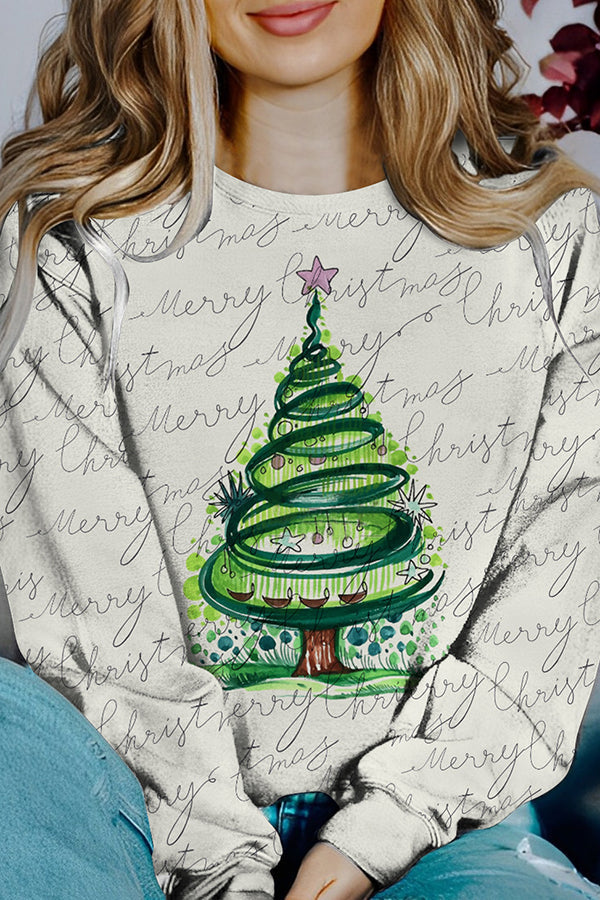 Stilla | Trykt julekontrastfarve langærmet pullover sweatshirt