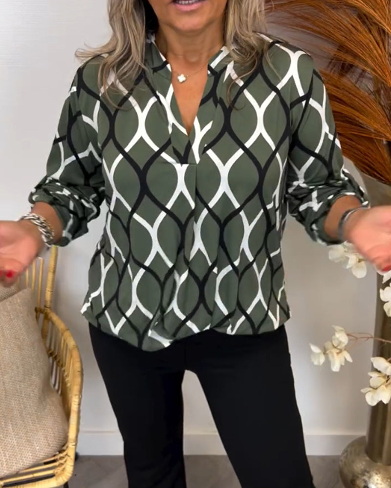 Stilla | Afslappet Bluse med Lange Ærmer og Print