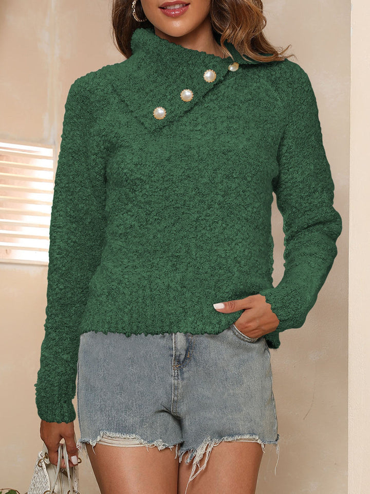 Stilla | Asymmetrisk Sweater Med Lange Ærmer og Krave