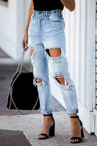 Stilla | Kristen Paperbag Talje Distressed Mom Jeans