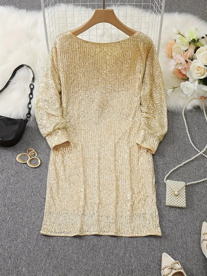 Stilla | Off-shoulder sequin mini kjole