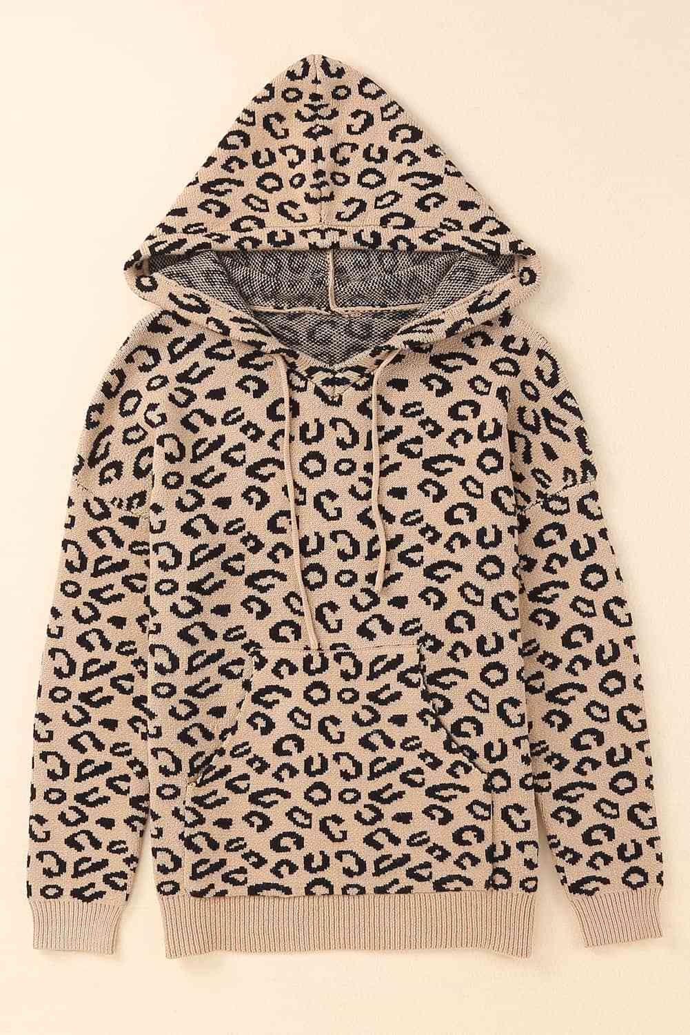 Stilla | Højre Leopard Print Snørebåndet Hætte Sweatshirt