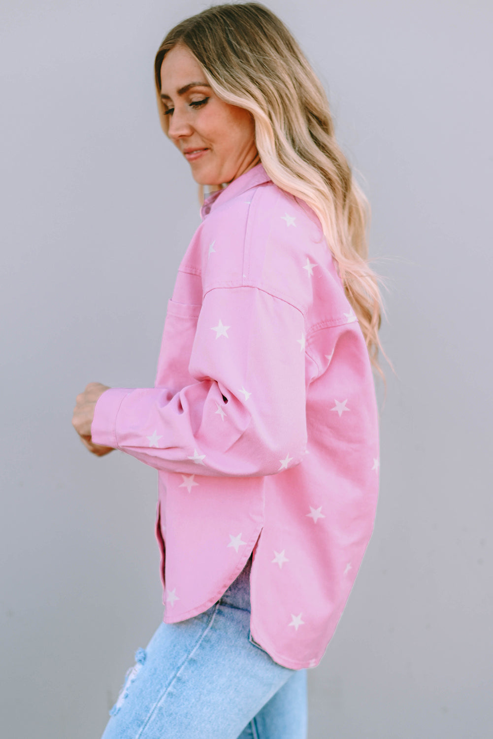 Stilla | Mønster Button Up Slid Denim Jakke