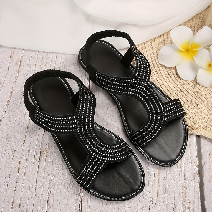 Stilla | Sommer Flade Sko Med Krystal Dekoration, Åndbare Slip on Sko