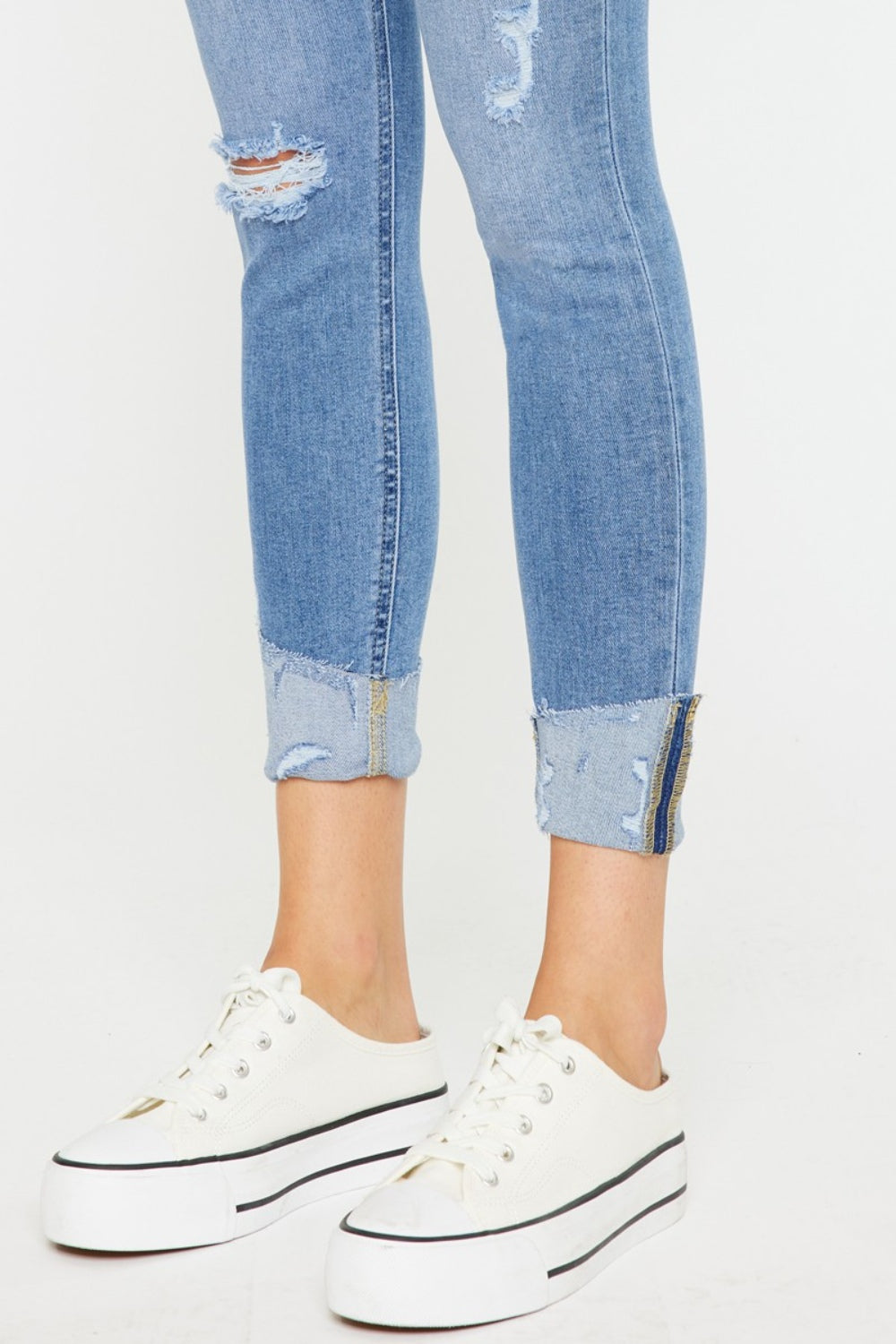 Stilla | Distressed Katteviduer Knap-til-fly Jeans
