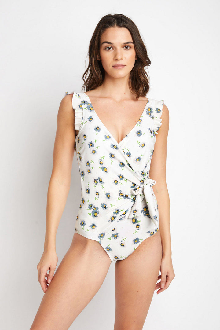 Stilla | West Swim Float on Ruffle Faux Wrap One-piece I Daisy Cream