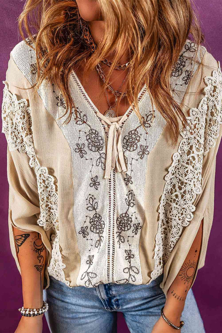 Stilla | Hals Blonde Detalje Slids Bluse